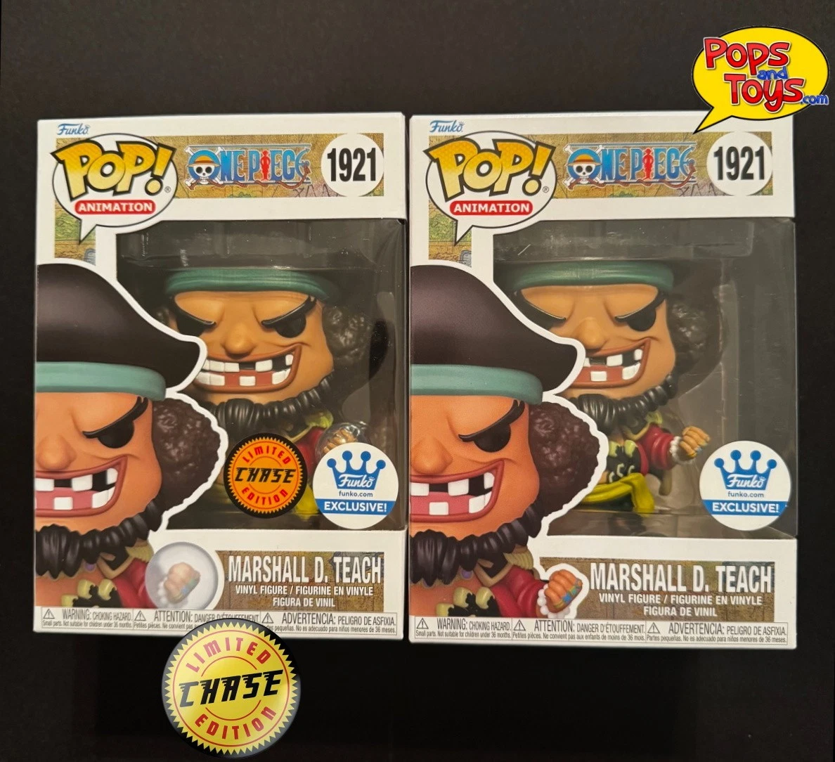 Funko Pop One Piece - Marshall D. Teach - Chase & Common Bundle Set # 1921 w Hard Protector