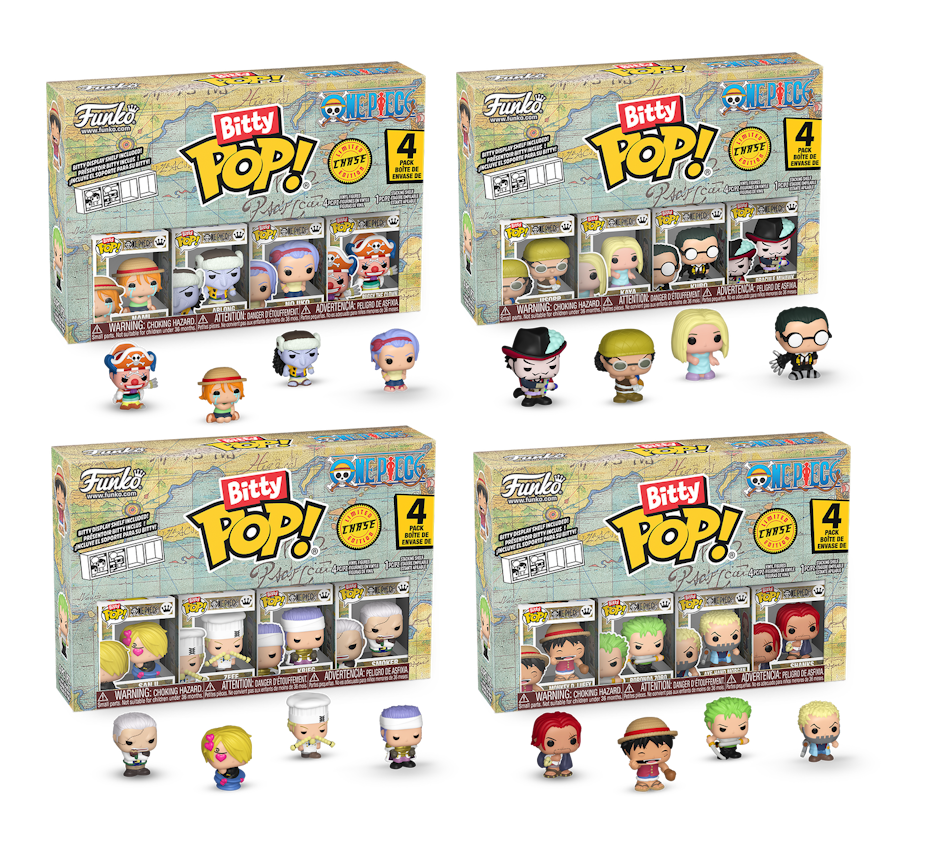 Funko Bitty Pop! One Piece Series 1, 2, 3 and 4, with All Chases Guaranteed