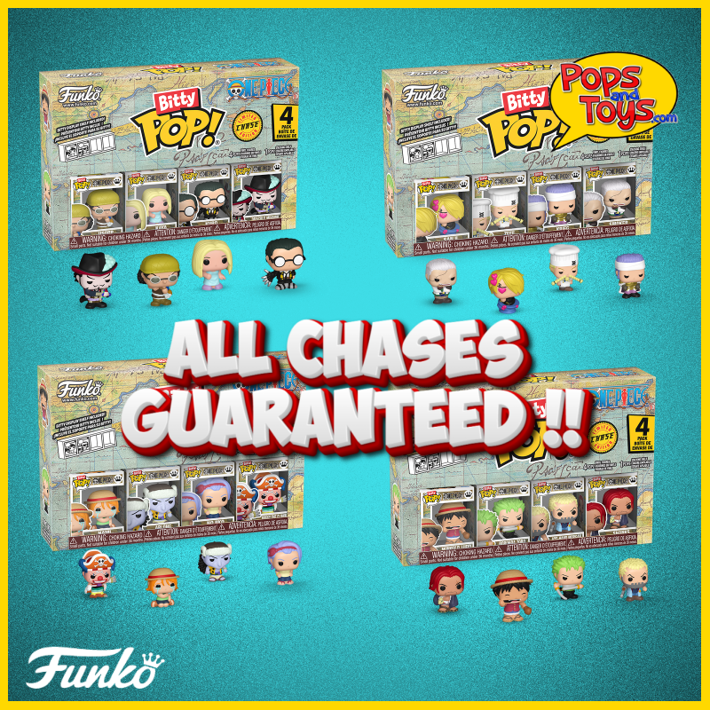 Funko Bitty Pop! One Piece Series 1, 2, 3 and 4, with All Chases Guaranteed