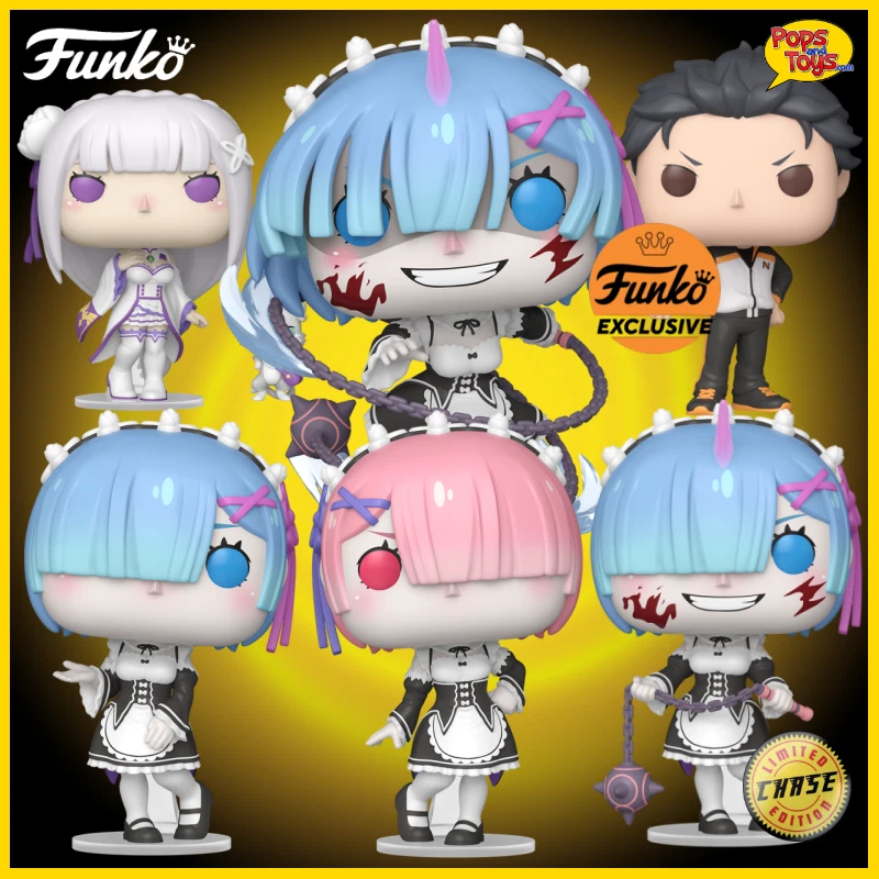 Funko POP! Bundle 6 Pack - RE: Zero - Rem Emilia Subaro Re:zero Ram Chase Exclusive w Protector