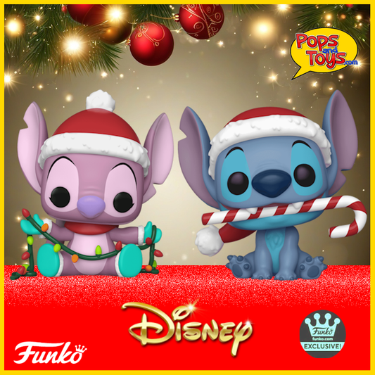 Funko Pop! Disney Christmas: Angel Lights #1505 and Stitch Candy Cane #1502 Set Bundle