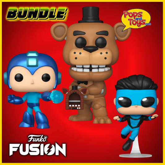 Funko Pop! Fusion Bundle 3 Pack - Mega Man # 1097 - Invincible # 1098 - FNAF Freddy # 1096 - Set