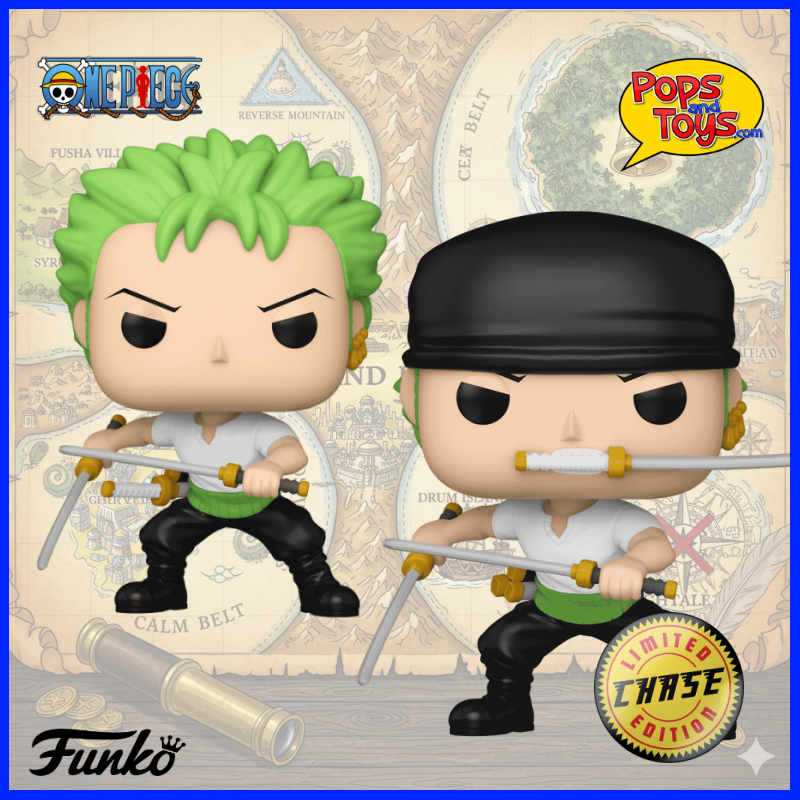 Funko POP One Piece RORONOA ZORO #1775 CHASE + Common Bundle