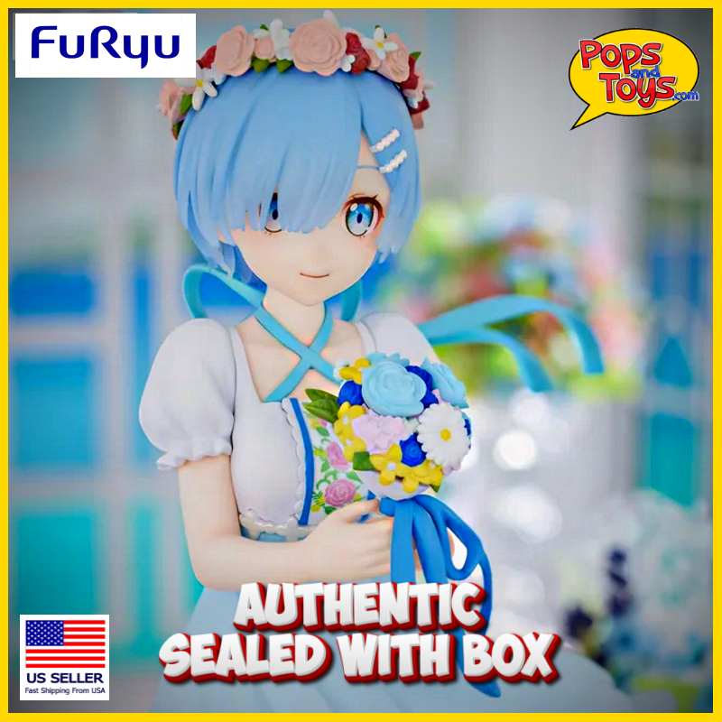 Re:Zero Rem Figure Bridesmaid Ver Furyu Trio-Try-It 8" Tall NEW Furyu