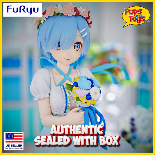 Re:Zero Rem Figure Bridesmaid Ver Furyu Trio-Try-It 8" Tall NEW Furyu