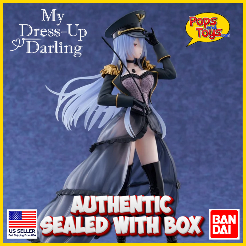 Official Taito My Dress-Up Darling Marin Kitagawa Black Lobelia AMP+ figure featuring detailed cosplay outfit and translucent hair effects