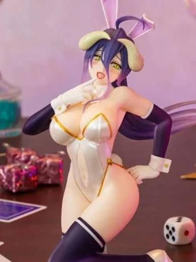 Official Overlord Albedo Bunny White Ver. One-Seventh Carat 1/7 scale figure by System Service displayed in white bunny outfit.