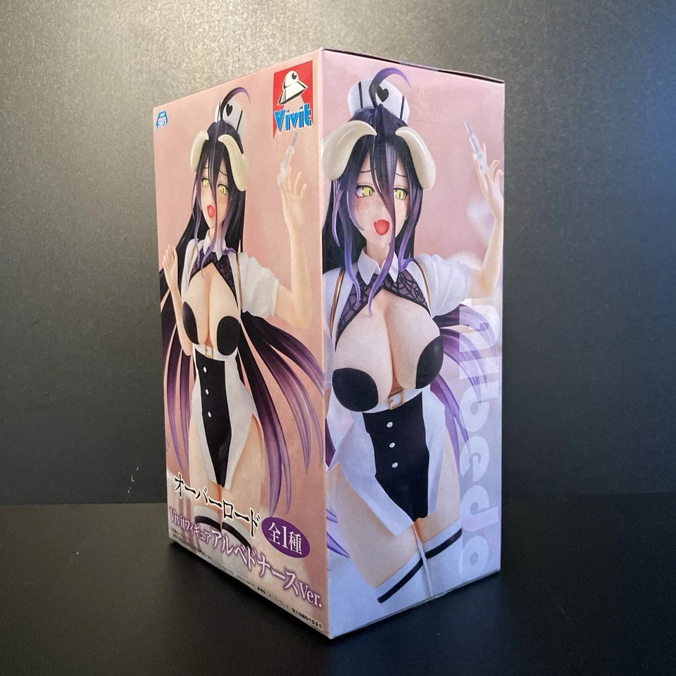 Official Overlord Albedo Nurse Ver. Vivit Figure by System Service featuring Albedo in a detailed nurse outfit with display stand.