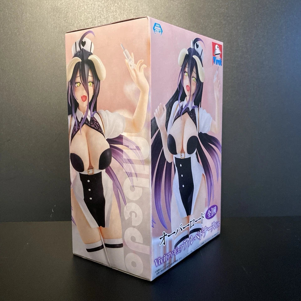 Official Overlord Albedo Nurse Ver. Vivit Figure by System Service featuring Albedo in a detailed nurse outfit with display stand.