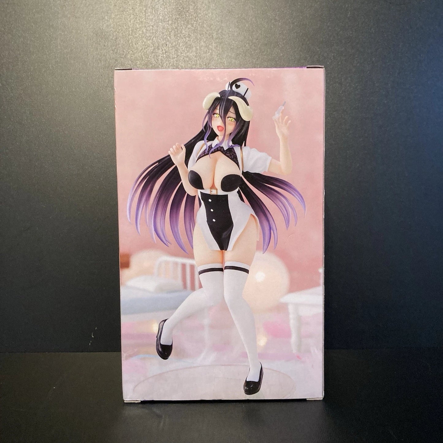 Official Overlord Albedo Nurse Ver. Vivit Figure by System Service featuring Albedo in a detailed nurse outfit with display stand.