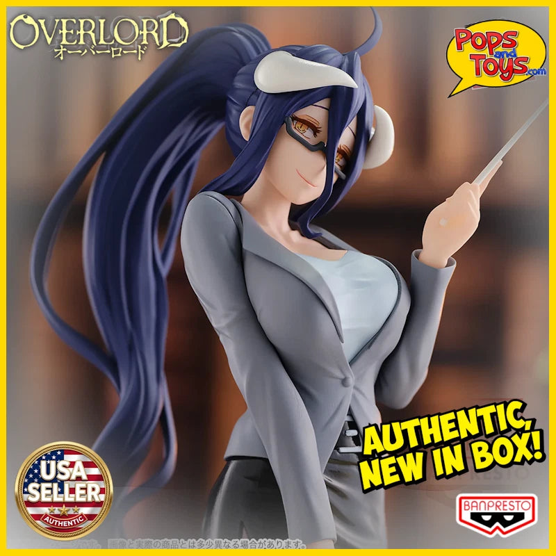 Official Banpresto Overlord Albedo Teacher Style Version figure featuring Albedo in an elegant teacher outfit with glasses.