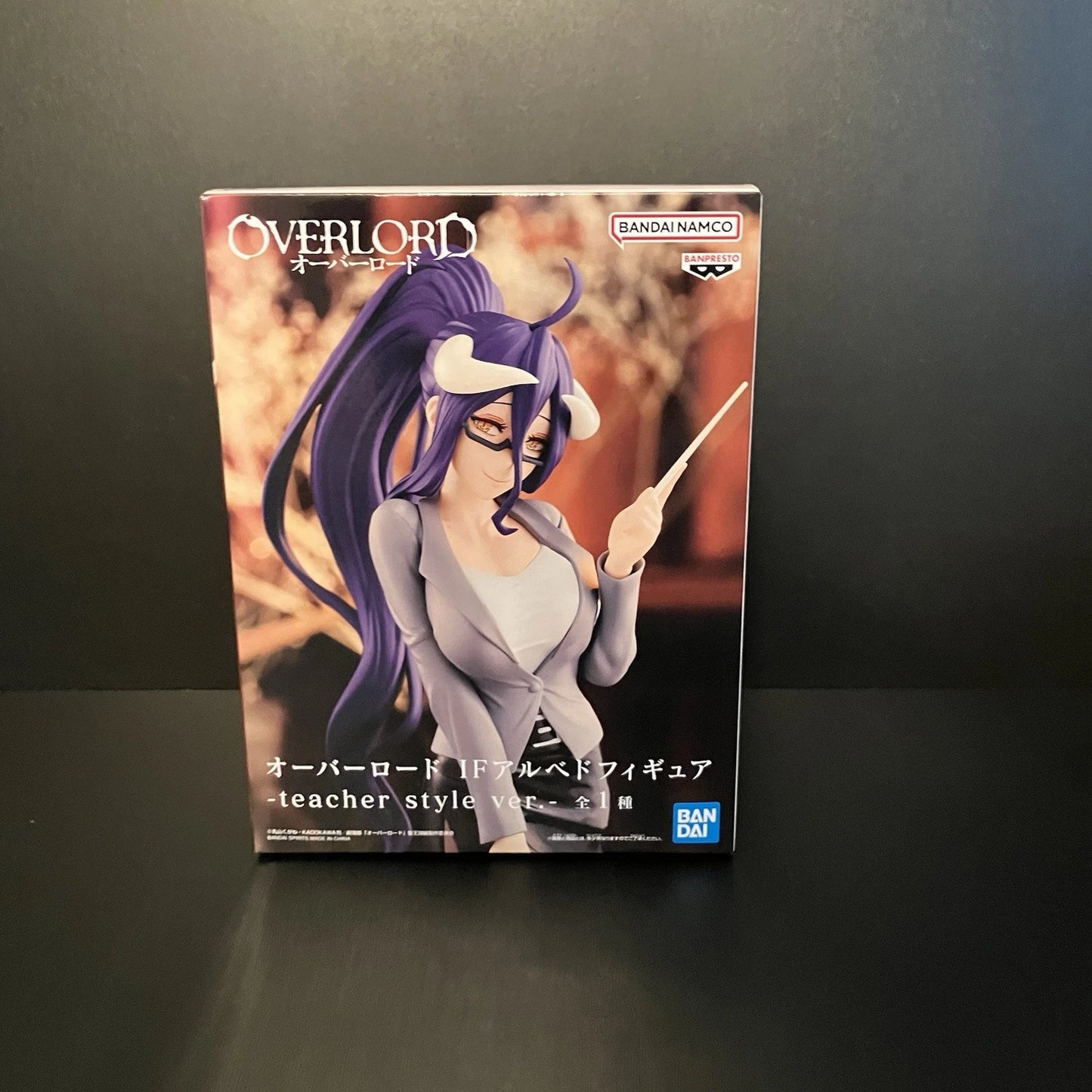 Official Banpresto Overlord Albedo Teacher Style Version figure featuring Albedo in an elegant teacher outfit with glasses.