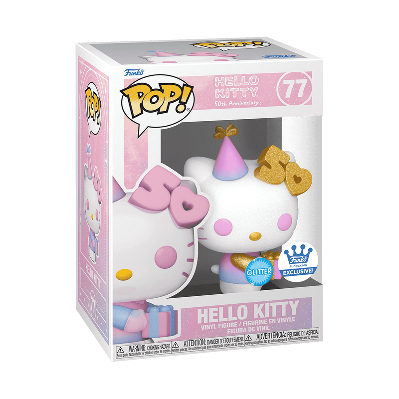 Funko Sanrio Pop! Hello Kitty with Present (50th Anniversary) (Glitter) Exclusive