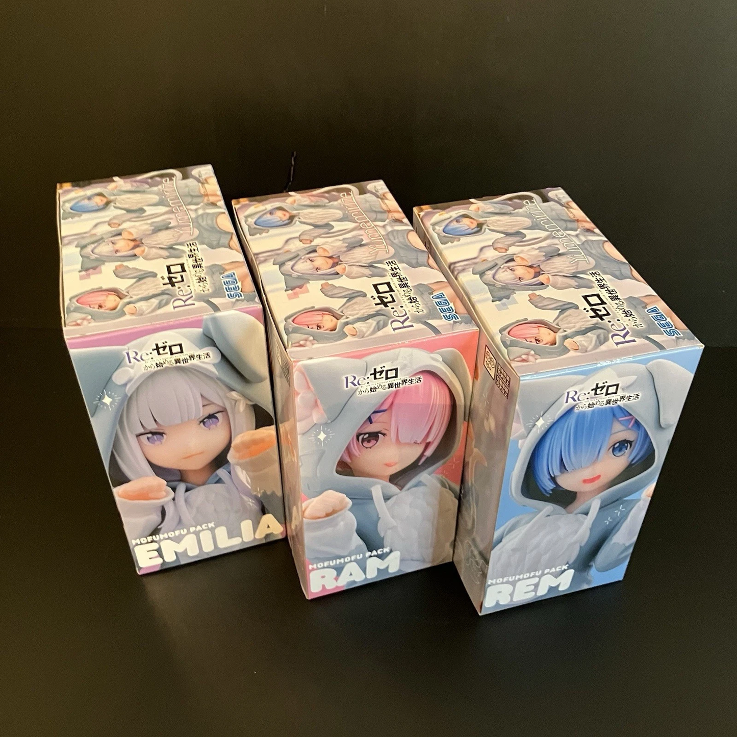 US SELLER - Set 3 Figures - Re:zero - Yumemirize Mofumofu Pack Sega re