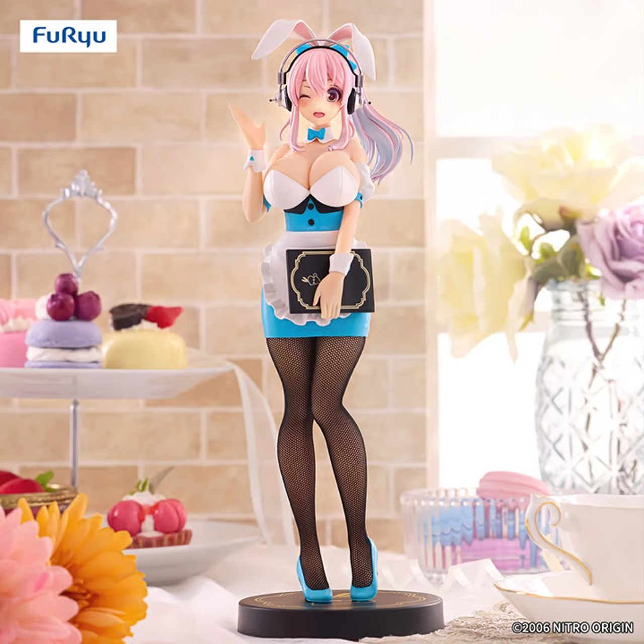 US Seller - Super Sonico - Nitroplus Super Sonico Waitress Figure BiCute Bunnies Blue Ver 11"