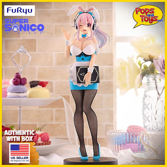 US Seller - Super Sonico - Nitroplus Super Sonico Waitress Figure BiCute Bunnies Blue Ver 11"