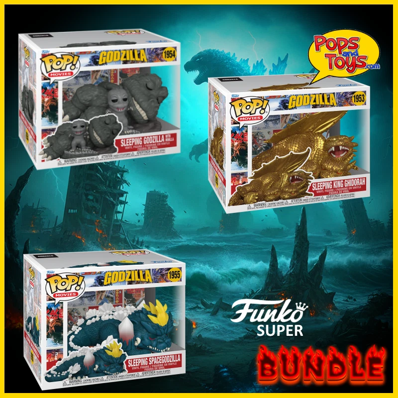 Funko Pop Sleeping Godzilla Bundle 3 Pack #1953 #1954 #1955 Super