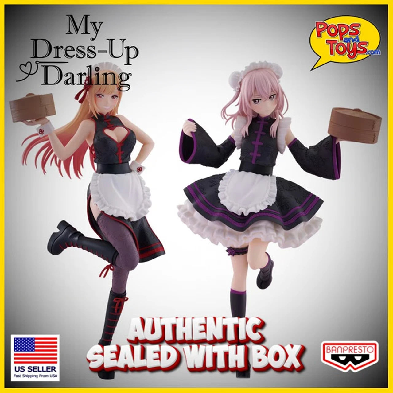 US SELLER -My Dress Up Darling Figure Set of 2 China Maid 8" Tall Sajuna & Marin Bundle - SET OF 2 FIGURES